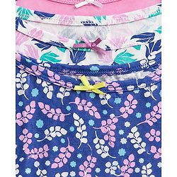 Pine Kids Cotton Lycra Knit Solid Slips With Floral Print Pack of 3 - Pink Neavy Blue