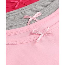 Pine Kids Cotton Lycra Knit Sleeveless Solid Slips Pack of 3 - Pink Red Grey