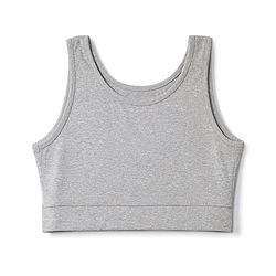 Pine Kids Cotton Lycra Knit Sleeveless Sports Bra with Brand Logo Print Assorted Pack of 3 - Yellow Grey & Blue