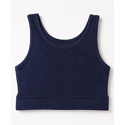 Pine Kids Cotton Lycra Knit Sleeveless Sports Bra with Brand Logo Print Assorted Pack of 3 - Yellow Grey & Blue