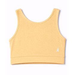 Pine Kids Cotton Lycra Knit Sleeveless Sports Bra with Brand Logo Print Assorted Pack of 3 - Yellow Grey & Blue