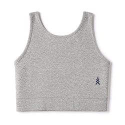 Pine Kids Cotton Lycra Knit Sleeveless Sports Bra with Brand Logo Print Assorted Pack of 3 - Yellow Grey & Blue