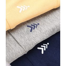 Pine Kids Cotton Lycra Knit Sleeveless Sports Bra with Brand Logo Print Assorted Pack of 3 - Yellow Grey & Blue