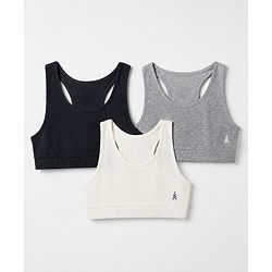 Pine Kids Cotton Lycra Knit Solid Sleeveless Bralettes - White Grey & Black