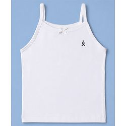 Pine Kids Cotton Lycra Knit Sleeveless Solid Slips Pack Of 3 - White