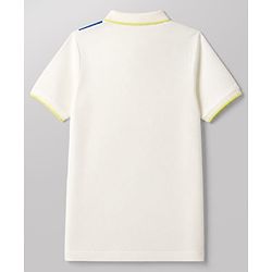 Pine Kids Cotton Knit Polo T-Shirt with Half Sleeves and Color Block Pattern in Off White