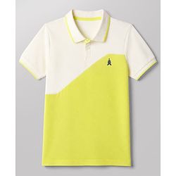 Pine Kids Cotton Knit Polo T-Shirt with Half Sleeves in Yellow