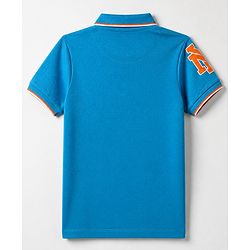Pine Kids Cotton Knit Polo T-Shirt with Half Sleeves and Awesome Text Print - Blue