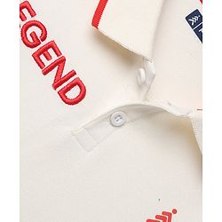 Pine Kids Cotton Knit Polo T-Shirt with Half Sleeves and Legend Text Print - White