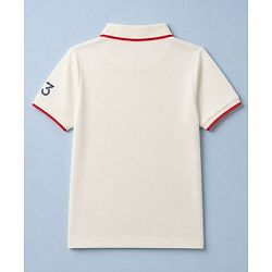Pine Kids Cotton Knit Polo T-Shirt with Half Sleeves and Legend Text Print - White