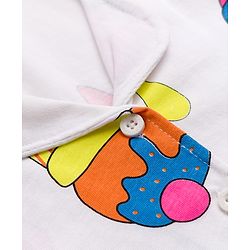 Pine Kids Cotton Knit Half Sleeves Co-Ords Shirt & Capri Night Suit with Ice-Cream Print - White