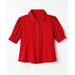 Pine Kids Woven Top with Half Sleeves in Red for 4-5 Years