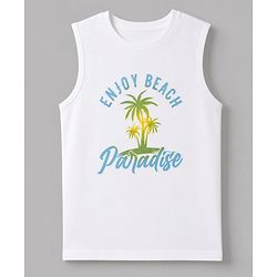 Pine Kids Cotton Woven Half Sleeves Checks Shirts and T-Shirt with Enjoy Beach Paradise Print - Pink