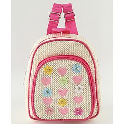 Pine Kids Fashion Backpacks with Floral Applique - PInk