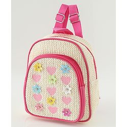 Pine Kids Fashion Backpacks with Floral Applique - PInk