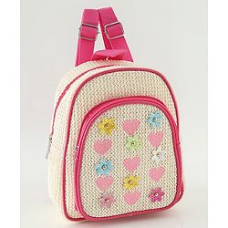 Pine Kids Fashion Backpacks with Floral Applique - PInk