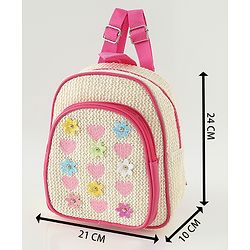 Pine Kids Fashion Backpacks with Floral Applique - PInk
