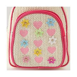 Pine Kids Fashion Backpacks with Floral Applique - PInk