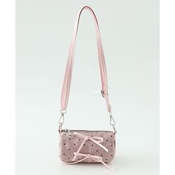 Pine Kids Sling Bag With Bow Applique & Polka Dot Free Size - Pink