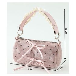 Pine Kids Sling Bag With Bow Applique & Polka Dot Free Size - Pink