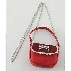 Pine Kids Free Size Sling Bag with Bow Applique and Lace Detailing - Red