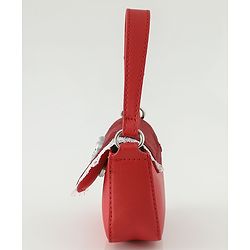 Pine Kids Free Size Sling Bag with Bow Applique and Lace Detailing - Red