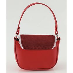 Pine Kids Free Size Sling Bag with Bow Applique and Lace Detailing - Red