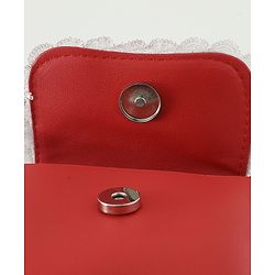 Pine Kids Free Size Sling Bag with Bow Applique and Lace Detailing - Red