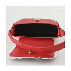 Pine Kids Free Size Sling Bag with Bow Applique and Lace Detailing - Red