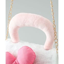 Pine Kids Free Size Sling Bag with Floral Applique and Fur Detailing - White