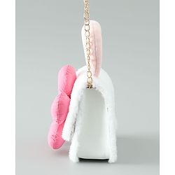 Pine Kids Free Size Sling Bag with Floral Applique and Fur Detailing - White