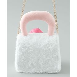 Pine Kids Free Size Sling Bag with Floral Applique and Fur Detailing - White
