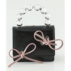 Pine Kids Free Size Sling Bag with Bow Applique - Black