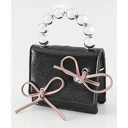Pine Kids Free Size Sling Bag with Bow Applique - Black