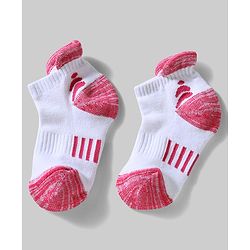 Pine Active Cotton Lycra Knit Terry Breathable Ankle Length Athletic Socks Pack of 3 - White, Red & Light Blue