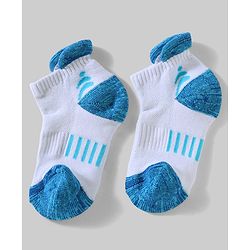 Pine Active Cotton Lycra Knit Terry Breathable Ankle Length Athletic Socks Pack of 3 - White, Red & Light Blue