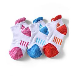 Pine Active Cotton Lycra Knit Terry Breathable Ankle Length Athletic Socks Pack of 3 - White, Red & Light Blue