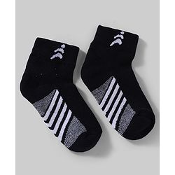 Pine Active Cotton Lycra Knit Terry Breathable Ankle Length Athletic Socks Pack of 3 - White & Black