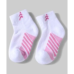 Pine Active Cotton Lycra Knit Terry Breathable Ankle Length Athletic Socks Pack of 3 - White & Black