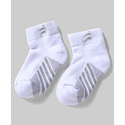 Pine Active Cotton Lycra Knit Terry Breathable Ankle Length Athletic Socks Pack of 3 - White & Black