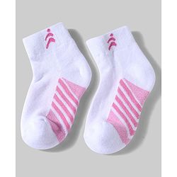 Pine Active Cotton Lycra Knit Terry Breathable Ankle Length Athletic Socks Pack of 3 - White & Black
