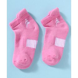Pine Active Cotton Lycra Knit Terry Breathable Ankle Length Athletic Socks Pack of 3 - White, Red & Pink
