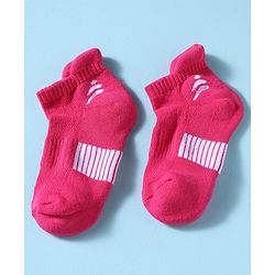 Pine Active Cotton Lycra Knit Terry Breathable Ankle Length Athletic Socks Pack of 3 - White, Red & Pink