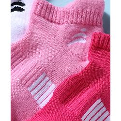 Pine Active Cotton Lycra Knit Terry Breathable Ankle Length Athletic Socks Pack of 3 - White, Red & Pink