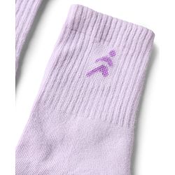 Pine Active Cotton Lycra Knit Terry Breathable Mid Calf Length Athletic Socks With Design Pack of 3 - White, Lilac & Pink