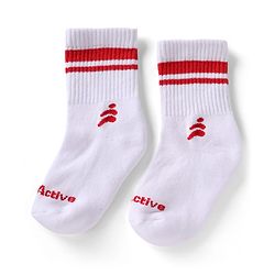 Pine Active Cotton Lycra Knit Terry Breathable Crew Length Athletic Socks With Text Design Pack of 3 - White, Lilac & Red