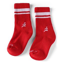 Pine Active Cotton Lycra Knit Terry Breathable Crew Length Athletic Socks With Text Design Pack of 3 - White, Lilac & Red