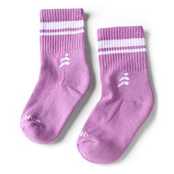 Pine Active Cotton Lycra Knit Terry Breathable Crew Length Athletic Socks With Text Design Pack of 3 - White, Lilac & Red