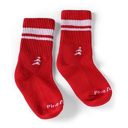 Pine Active Cotton Lycra Knit Terry Breathable Crew Length Athletic Socks With Text Design Pack of 3 - White, Lilac & Red