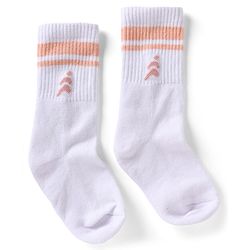 Pine Active Cotton Lycra Knit Terry Breathable Mid Calf Length Athletic Socks With Design Pack of 3 - White, Pink & Orange